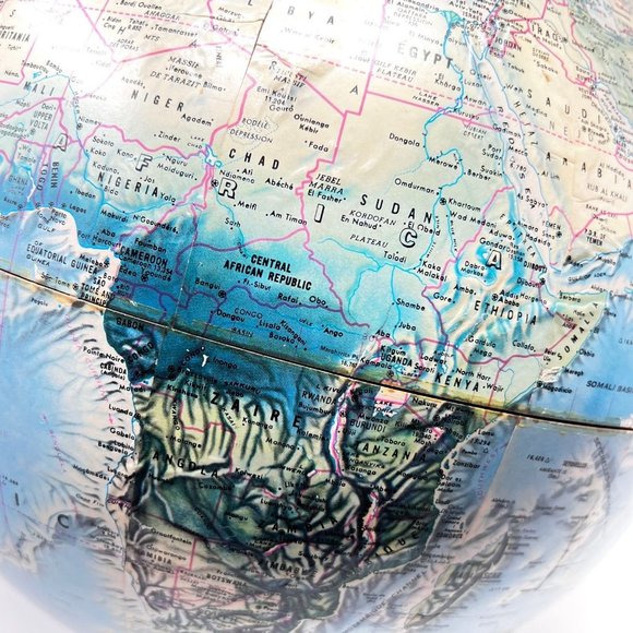 Vintage Globe World Globe Rand McNally Brushed‎ Pale Gold Stand - VGC - Picture 5 of 11